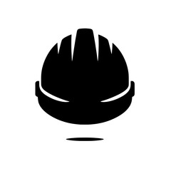 Construction Hard Hat Icon:  A simple yet impactful icon, depicting a black silhouette of a hard hat. Ideal for construction, engineering, safety, and industrial themed designs.