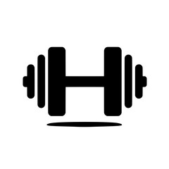 Dumbbell Icon: A simple yet powerful black dumbbell icon, perfect for fitness, gym, or workout related projects.  The minimalist design is versatile and easily adaptable to various branding styles. 