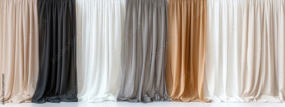 Poster elegant drapery collection showcase with soft textures and diverse color palette