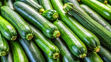 Fresh Green Zucchini Stacked Together on Market Display