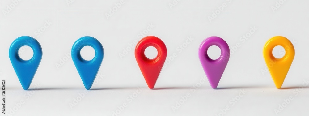 Poster colorful geometric markers on white background for navigation and location-based services