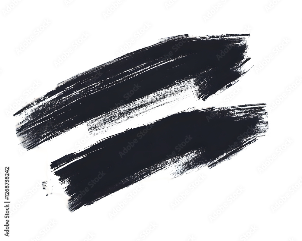Poster abstract dark gray and white paint strokes on transparent background. dynamic brushstrokes create a 