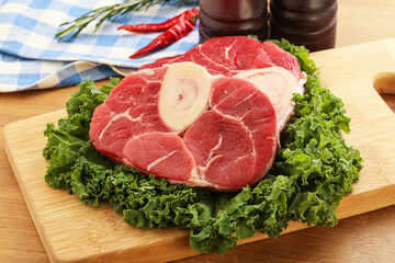 Raw ossobuco beef meat for cooking