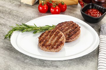 Grilled two beef burger cutlet