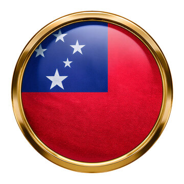 サモアの国旗のブローチ。白背景。(Samoa flag brooch on white background.)
