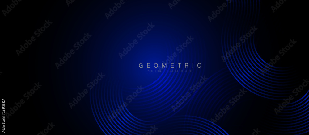 Poster futuristic abstract geometric background with blue circular lines