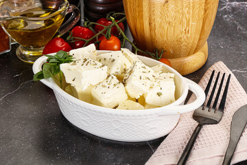 Greek traditional Feta cheese cubes