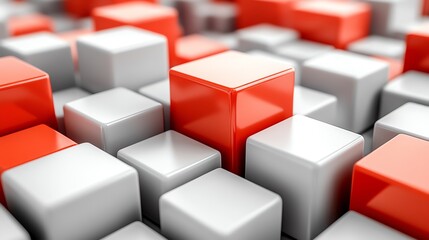 Abstract Red White Cubes Modern Design Background 3d art bold clean   