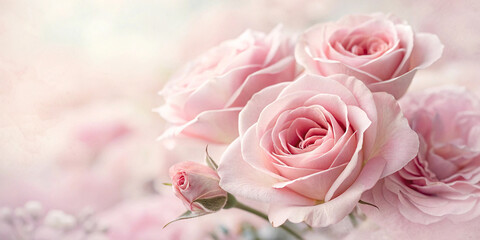 Obraz premium Beautiful bouquet of pink roses on a white background