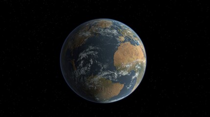Naklejka premium Earth from space, detailed view, night sky background
