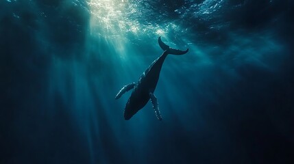 Obraz premium Wild humpback whale exploring vast waters pictures