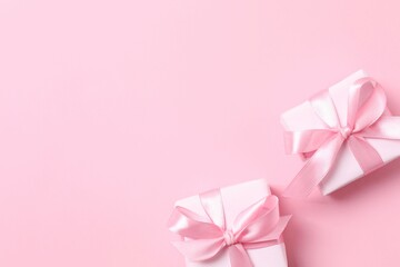 Beautiful gift boxes on pink background