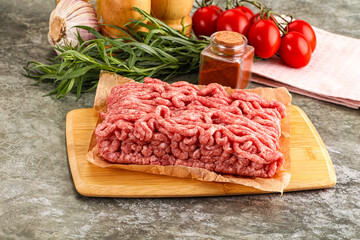 Raw uncooked red minced meat