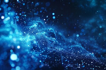 Digital blue glowing particles technology banner