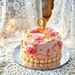 A delightful 9th birthday cake, beautifully decorated with vibrant colors, playful designs, and a bold number "9" on top. Sweet, festive, and fun, it’s the perfect centerpiece for a joyful celebration
