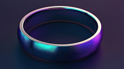 Sleek, iridescent ring on dark surface