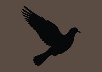 Silhouette of a bird flying on a brown background