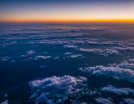 Fototapeta Sun set seen from the aircraft.
