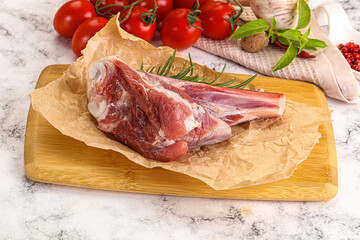 Raw lamb shank for cooking