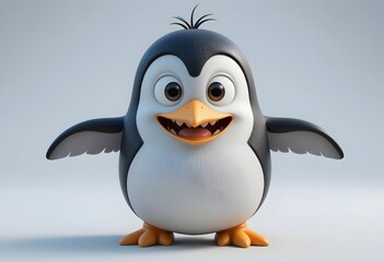 Obraz premium 3d rendered illustration of a penguin cartoon character with funny expression 