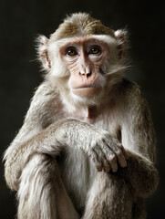 Fototapeta premium A highly stylized monkey bonnet macaque portrait 