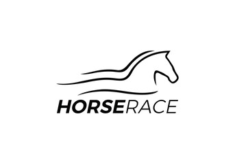 fast horse logo design. abstract equestrian sport linear style vector design graphic