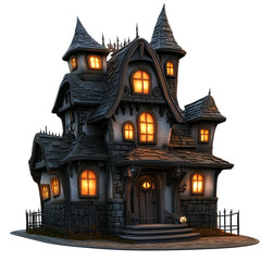 3D cartoon a cute haunted house