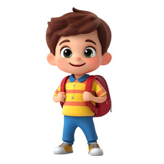3D cartoon a cute little boy with glasses and standing