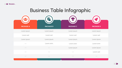 Table Template for Business, Corporate, Pricing, and Other Purposes