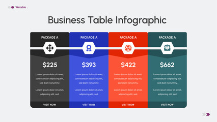Table Template for Business, Corporate, Pricing, and Other Purposes