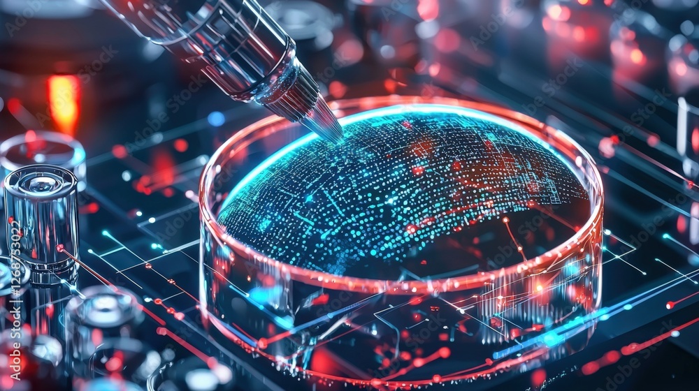 Aufkleber innovative digital interface design cybernetic laboratory technology art futuristic environment clos