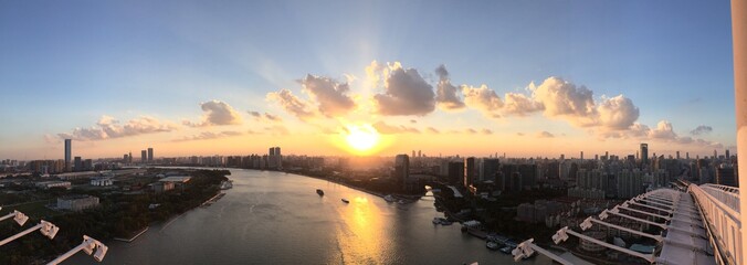 sunset over the river