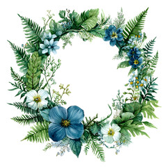 Fototapeta premium Elegant Floral Wreath Frame with Lush Foliage and Vibrant Botanical Elements