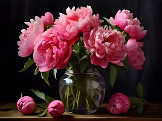 Pink peonies in vase	