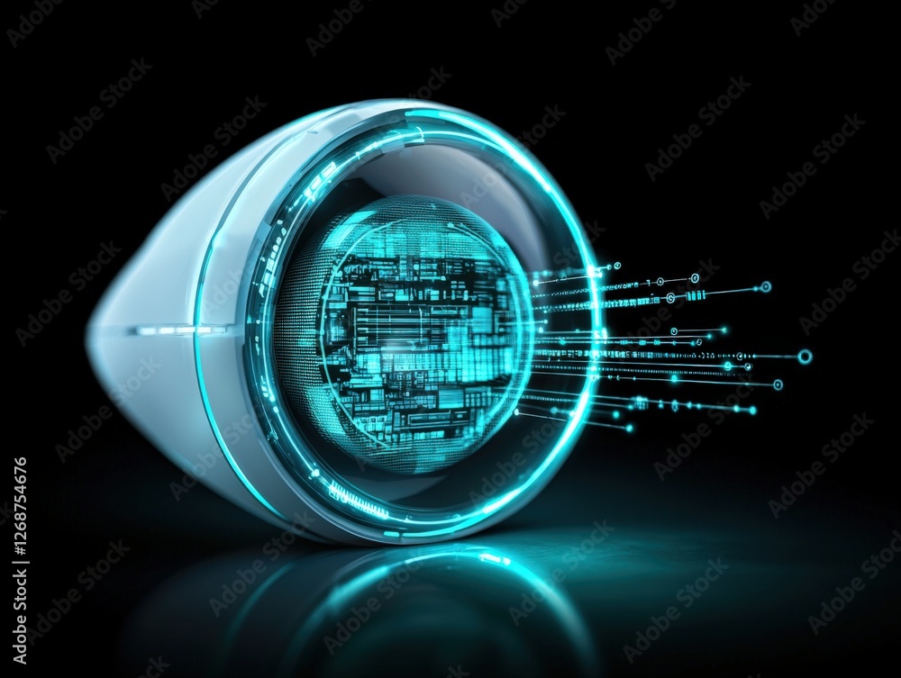 Poster futuristic technological innovation digital realm 3d render sci-fi environment close-up perspective 