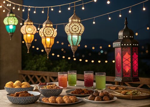 Ramadaan drinks and lantern 