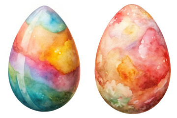 Colorful watercolor eggs, vibrant pastel hues, artistic design, decorative Easter elements, festive spring decor.