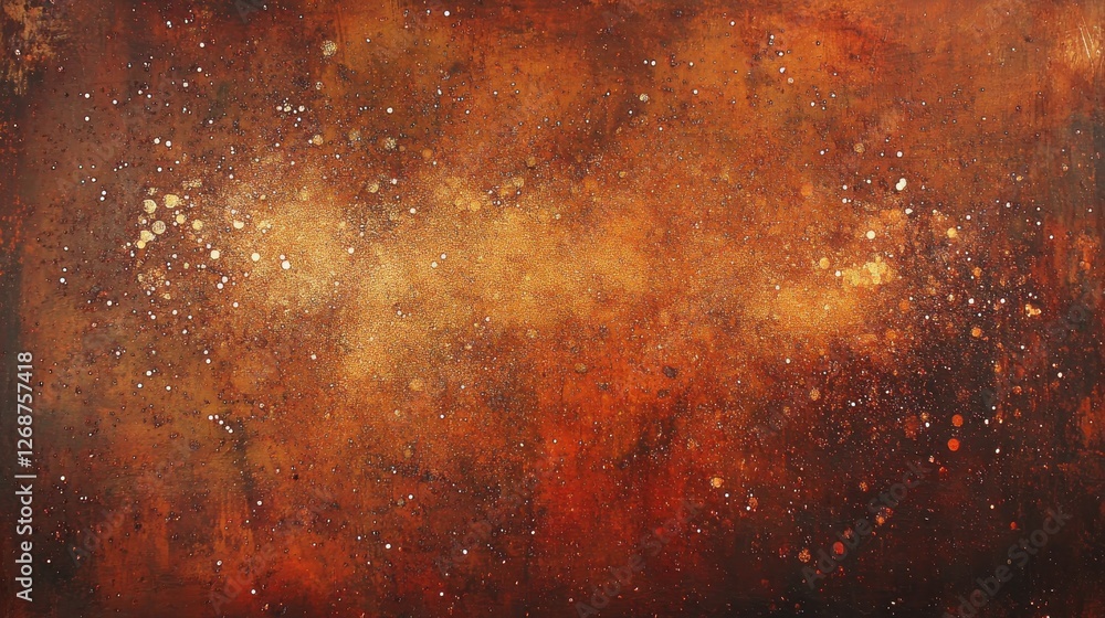Aufkleber stunning artwork featuring warm bronze and deep red sparkles creating a glowing cosmic atmosphere