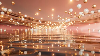 Obraz premium Abstract Background with Floating Lights and Geometric Shapes
