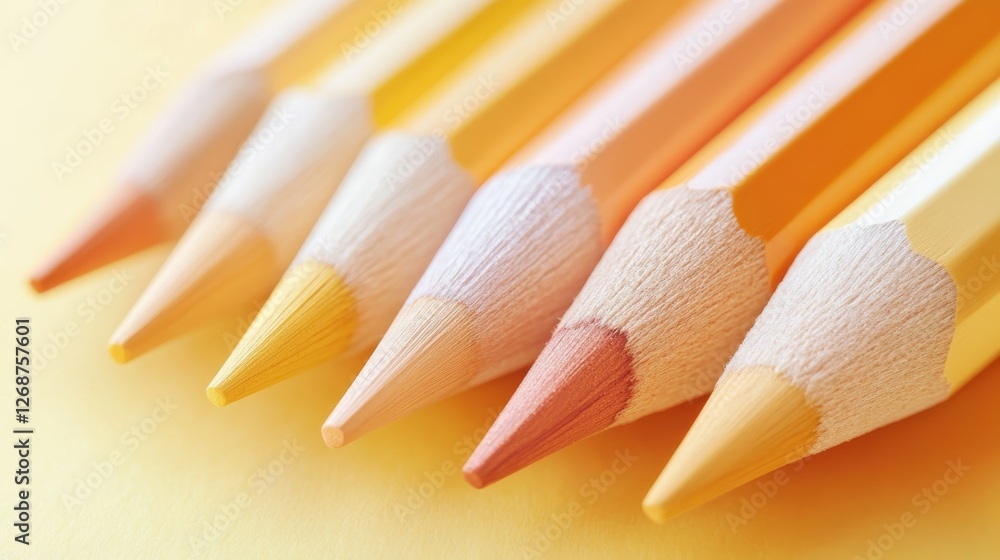 Aufkleber soft pencil strokes create a warm gradient of yellow and orange hues on a gently lit surface