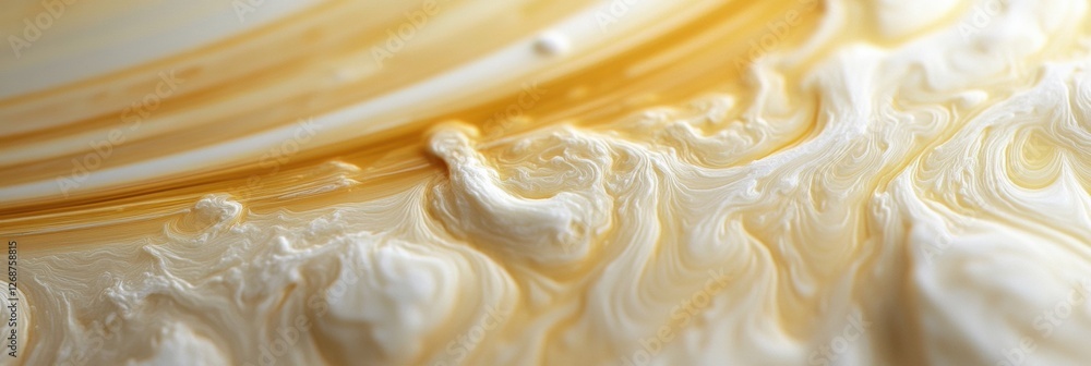 Poster coffee swirl art features creamy patterns and rich colors created by mixing milk and coffee in a uni