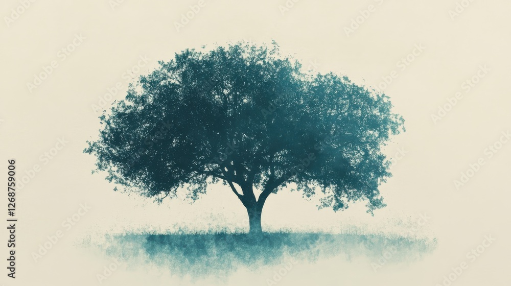 Poster silhouette of a tree captured in pencil highlighting minimalist nature with subtle textures in a qui