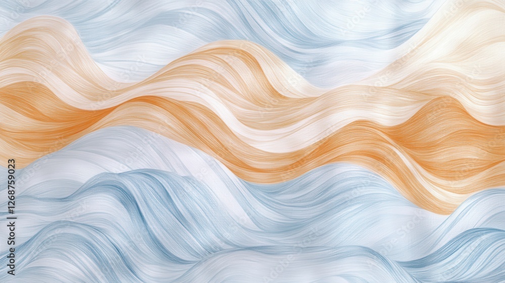 Aufkleber Gentle waves of color flowing in minimalistic pencil strokes creating a serene abstract artwork