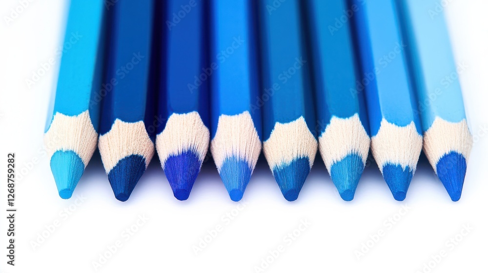 Aufkleber gradient display of blue pencil strokes arranged side by side showcasing various shades and textures