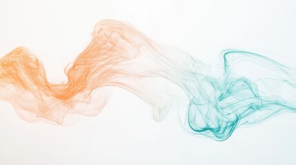 Muted peach and teal pencil strokes create a calming abstract composition ideal for modern design aesthetics