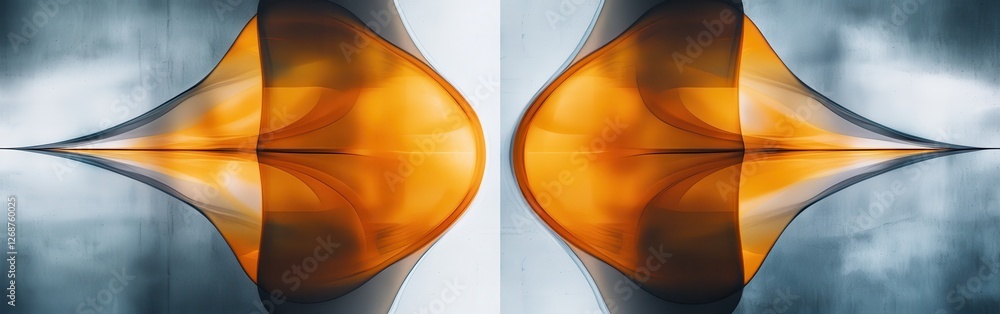Poster Visually striking minimalist design featuring blurred amber and gray forms in a modern artistic composition