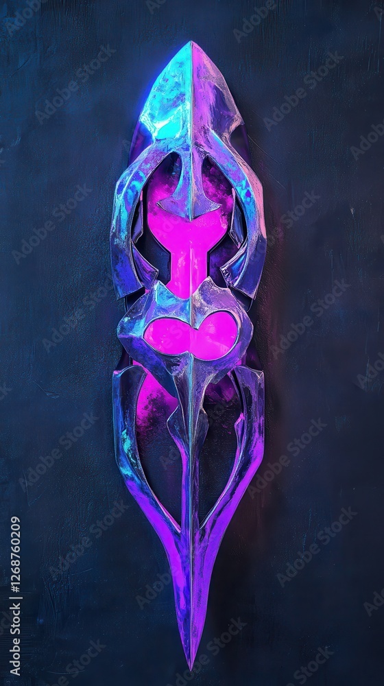 Poster Iridescent futuristic abstract forms in chrome create a captivating visual display with vibrant colors and intricate designs