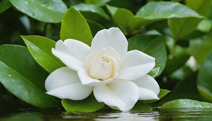 Beautiful white gardenia flower with green leaves in the garden,gardening, growth, petal, photography, color image, freshness, beauty, beauty in nature, botany, flower,156