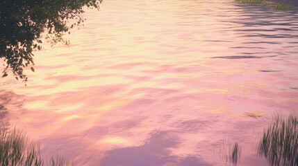 Obraz premium Serene River Reflection at Dusk with Soft Color Palette