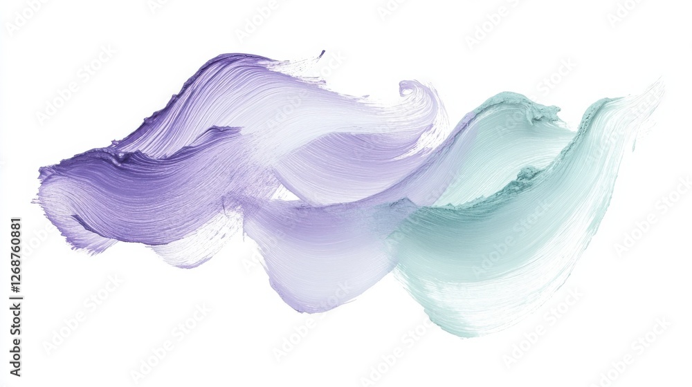 Poster elegant brush marks in pastel lavender and mint colors create a soothing abstract design with a mode